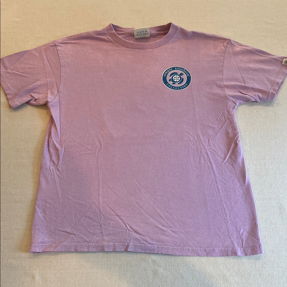 Simply Southern Lavender Crewneck Tee with Navy Logo